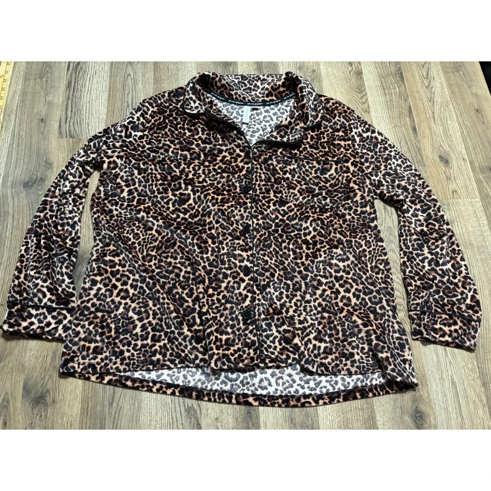 Joyspun Pajama Set Women Size 2X Leopard Print Velvet 2-Piece Sleepwear